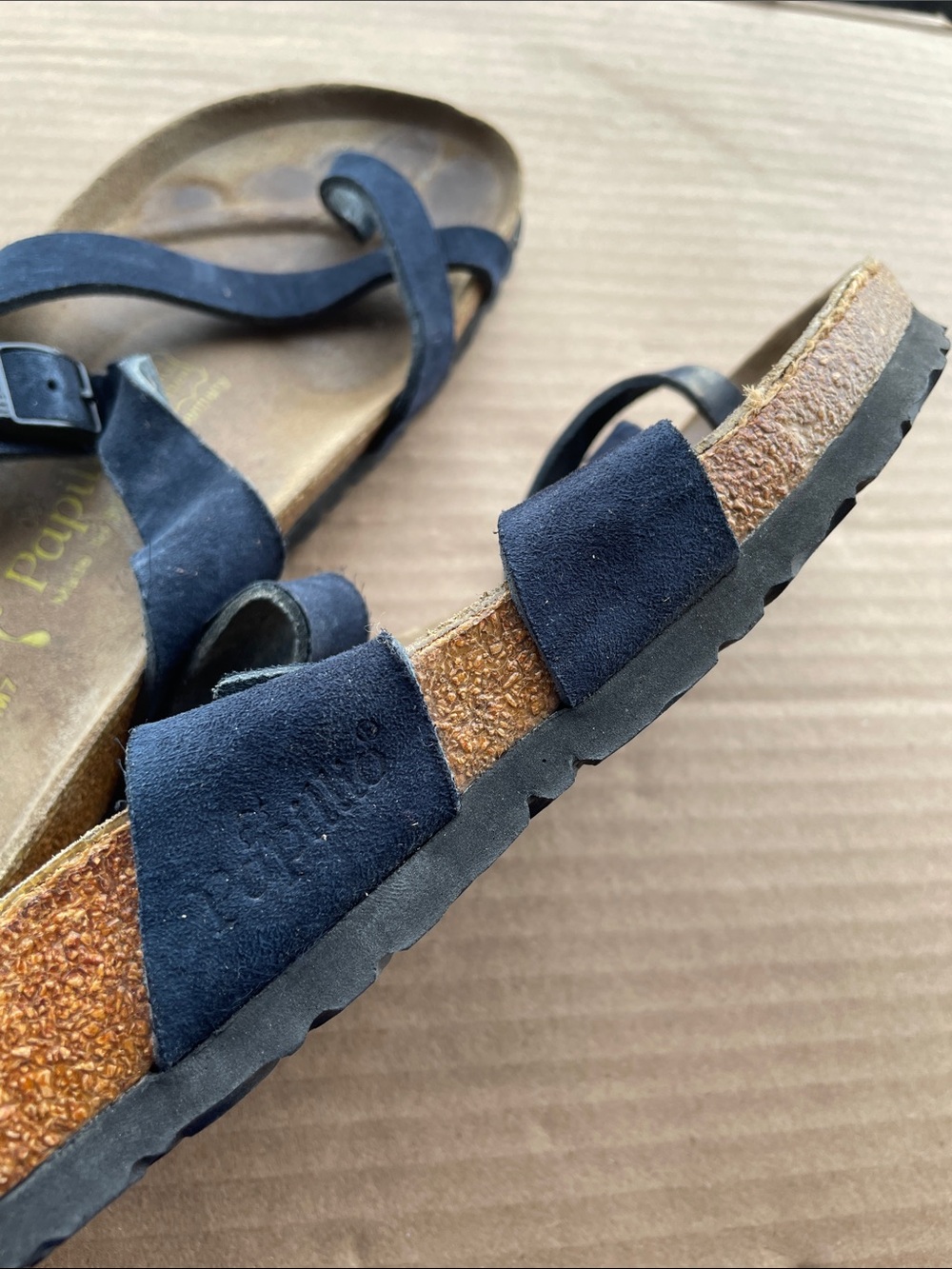 Papillio Navy Blue Crisscross Cork Footbed Sandals - Picture 3 of 5